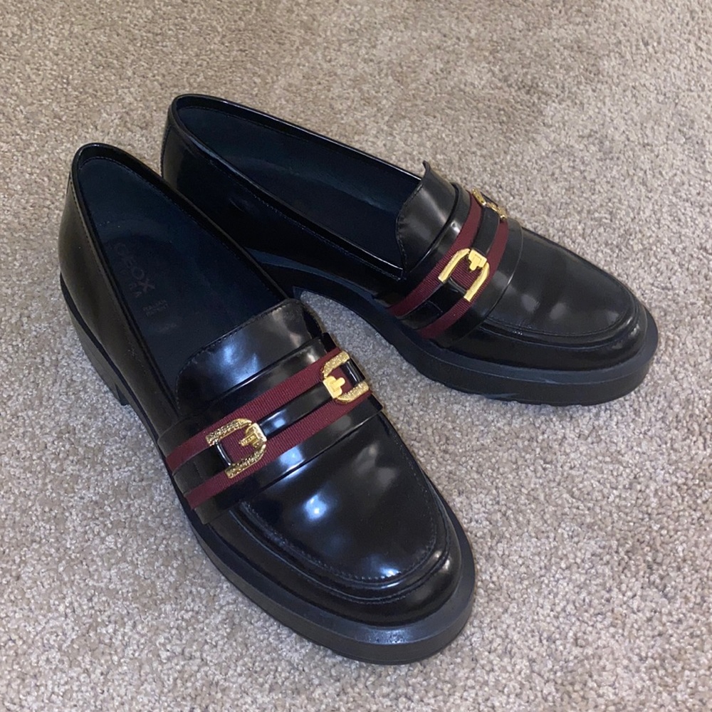 Geox Respira Black Patent Leather Loafers